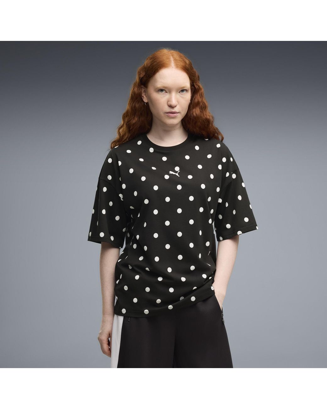PUMA Black Oversized Polka-Dot T-Shirt