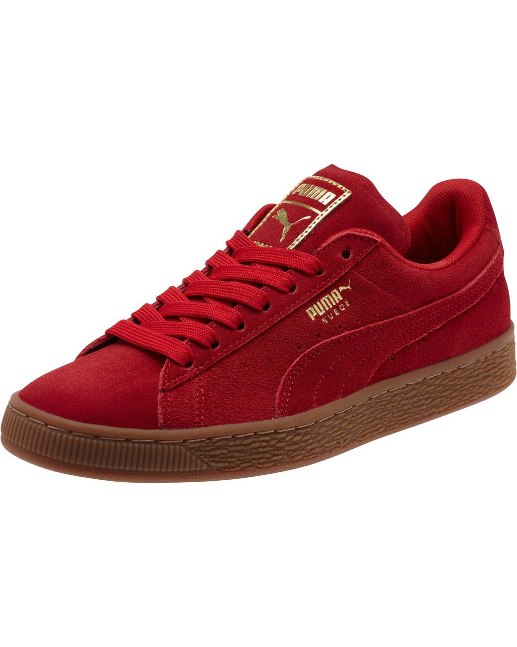 PUMA Suede Classic Gold Women's Sneakers in Red | Lyst