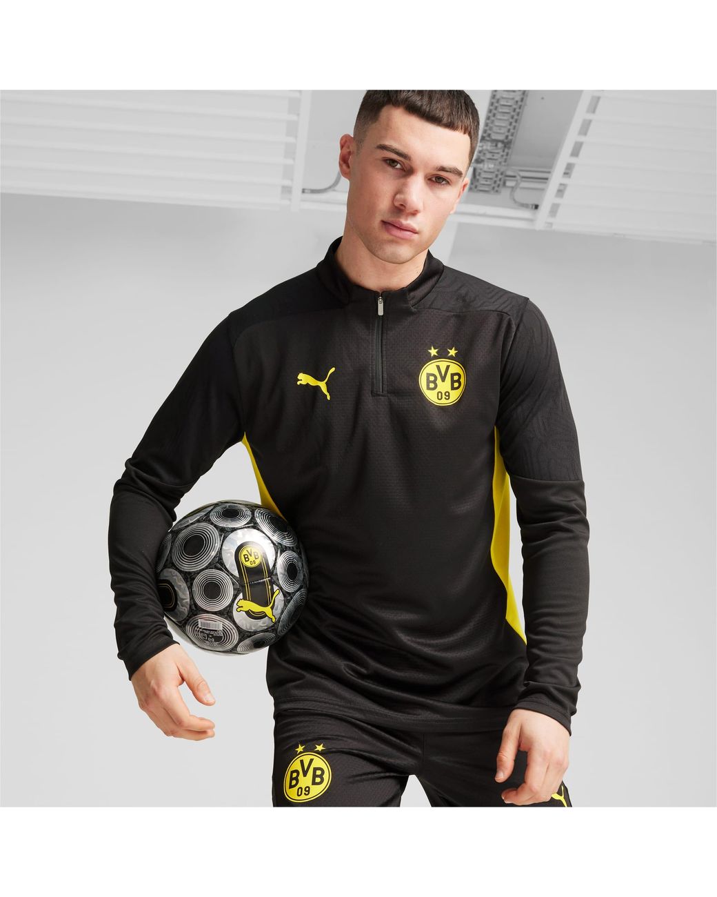 PUMA Borussia Dortmund Quarter Zip Training Top Faster in Black for Men Lyst UK
