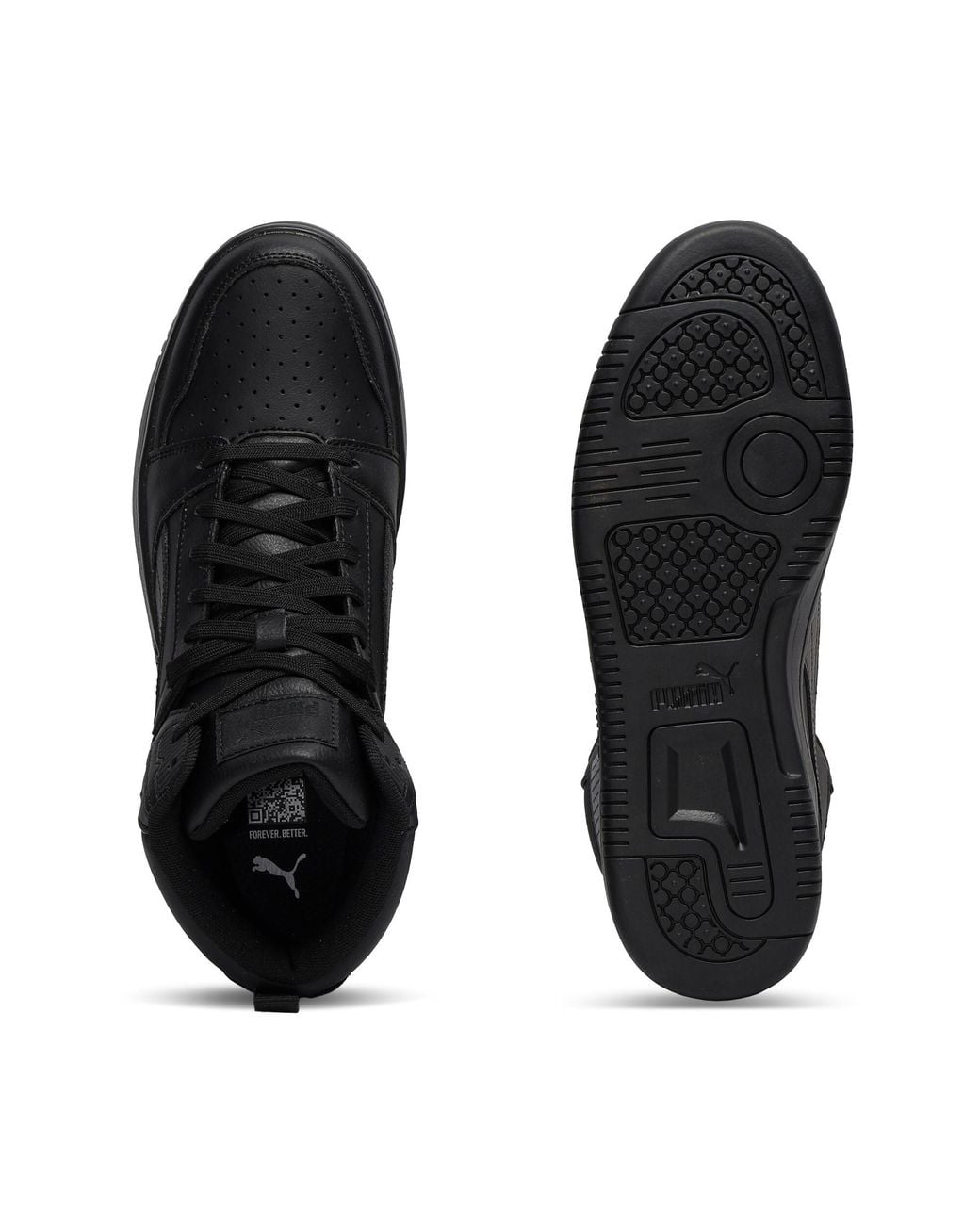 PUMA Black Rebound V6 Mid Top Sneakers for men