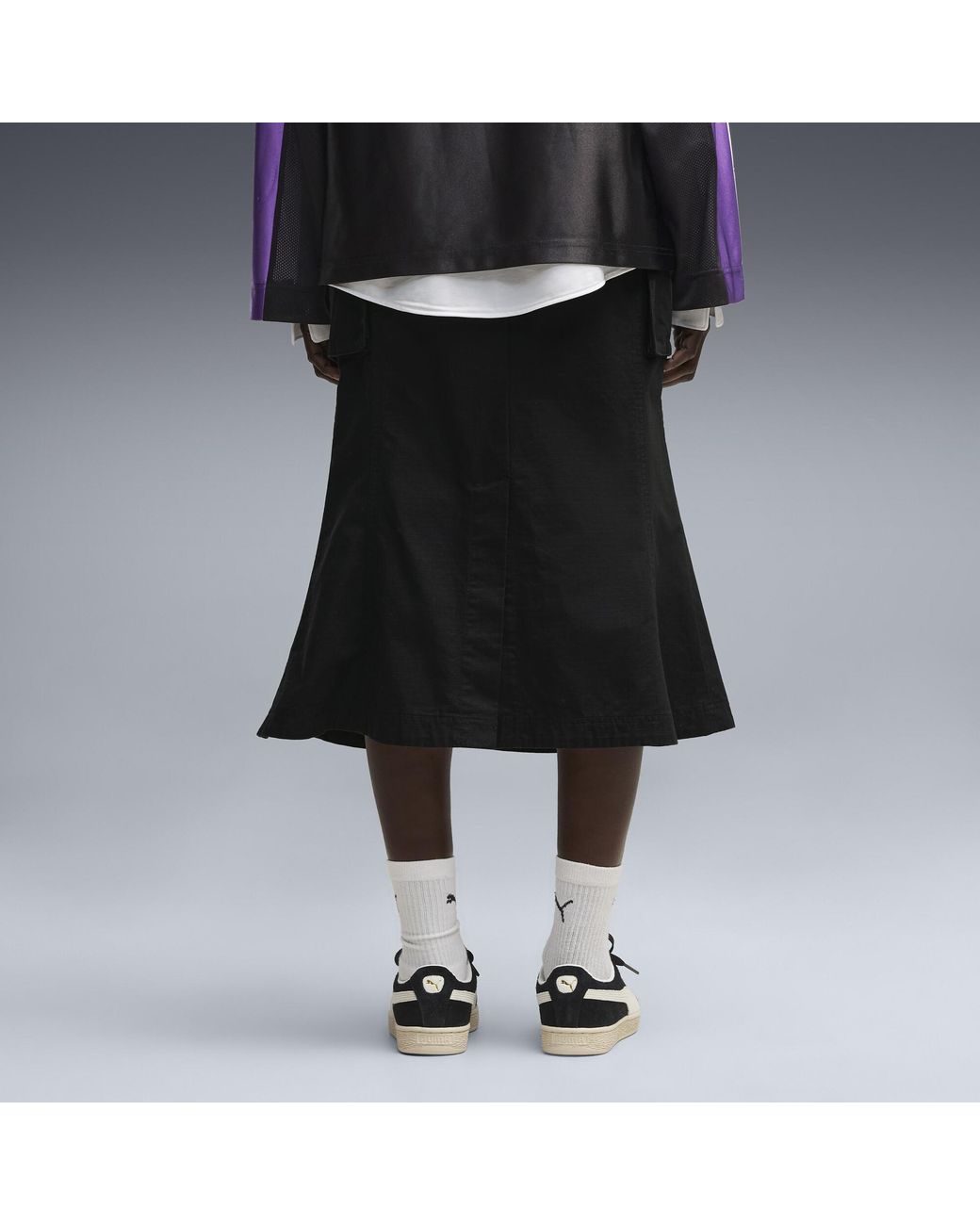 PUMA Black Essentials Ripstop Midi Cargo Skirt