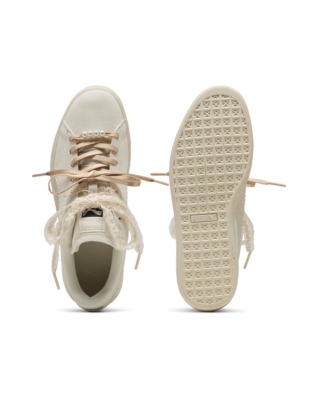 PUMA White Suede Bloom Sneakers