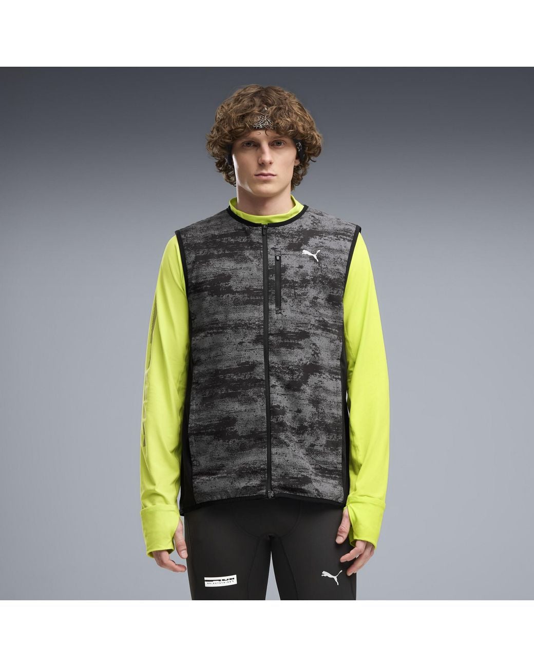 PUMA Black Brightstride Primaloft Insulated Performance Fit Running Vest for men