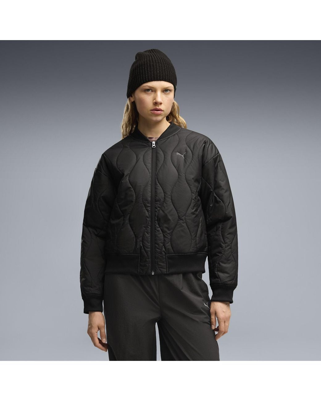 PUMA Black Satin Bomber Jacket