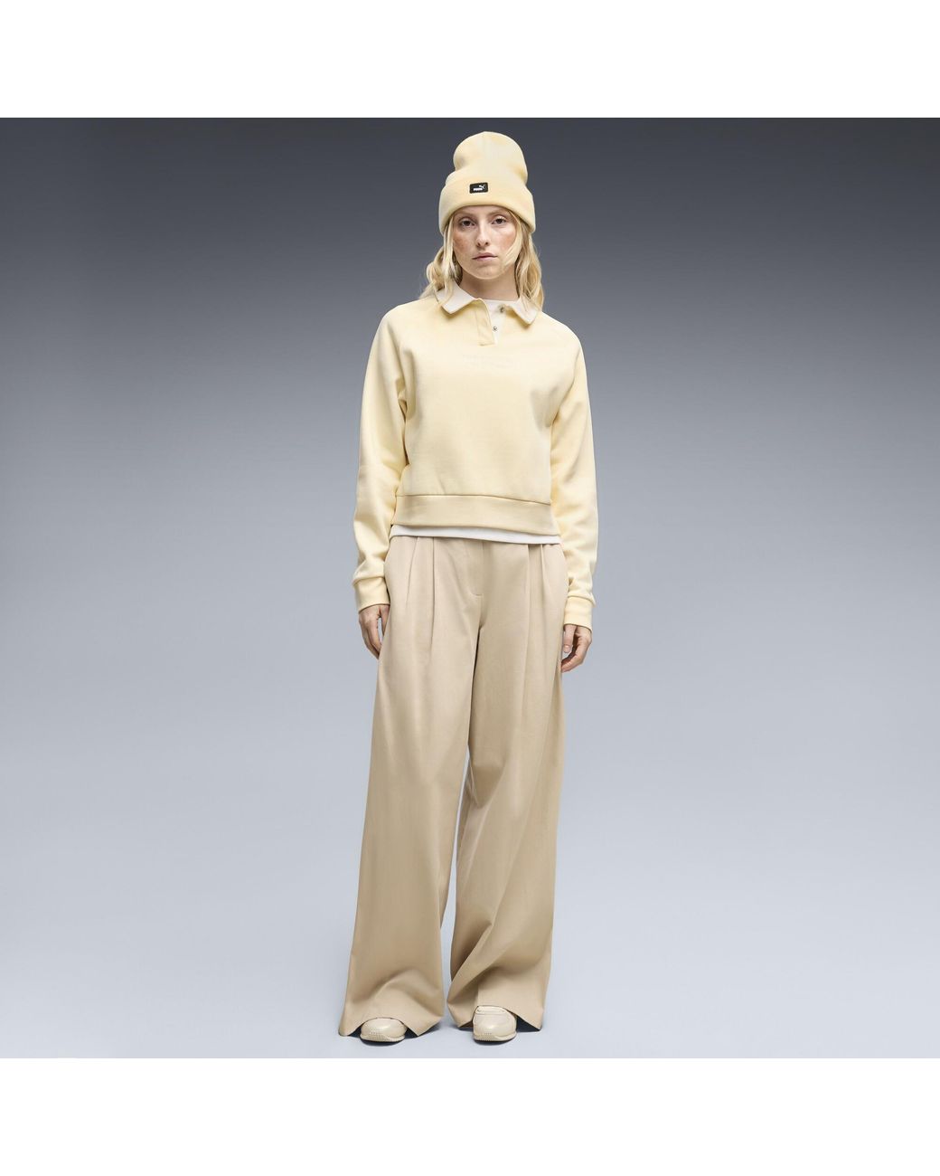 PUMA Natural Class Relaxed Long Sleeve Fleece Polo