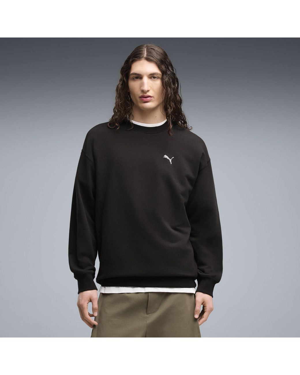 PUMA Black Wardrobe Essentials Relaxed Crew for men