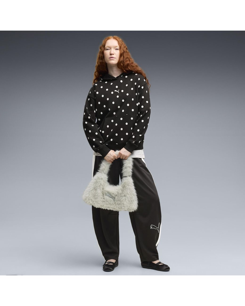 PUMA Black Relaxed Polka-Dot Hoodie