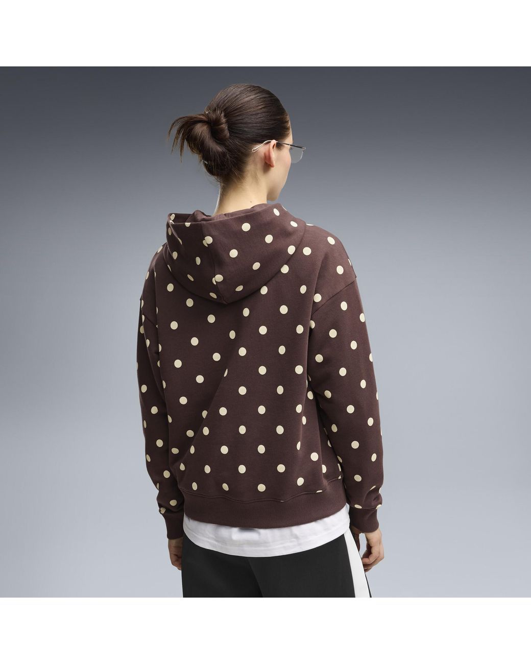 PUMA Black Relaxed Polka-Dot Hoodie