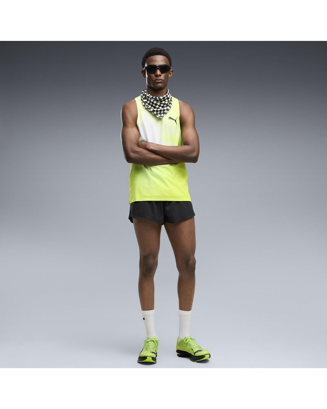 PUMA Green Lightspeed Ultraweave Graphic Running Singlet for men
