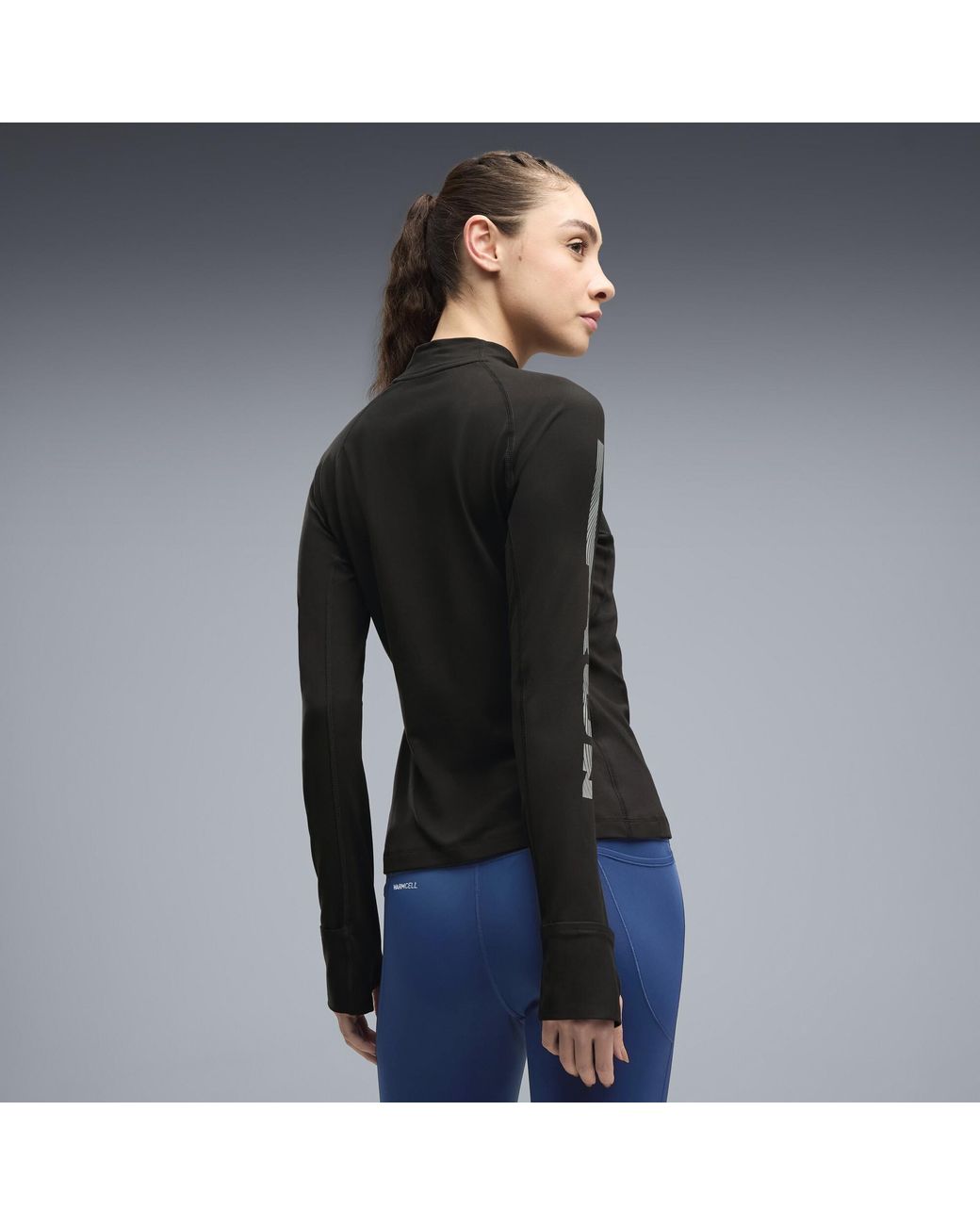 PUMA Black Brightstride Cloudspun Ultra Soft Long Sleeve Running T-Shirt