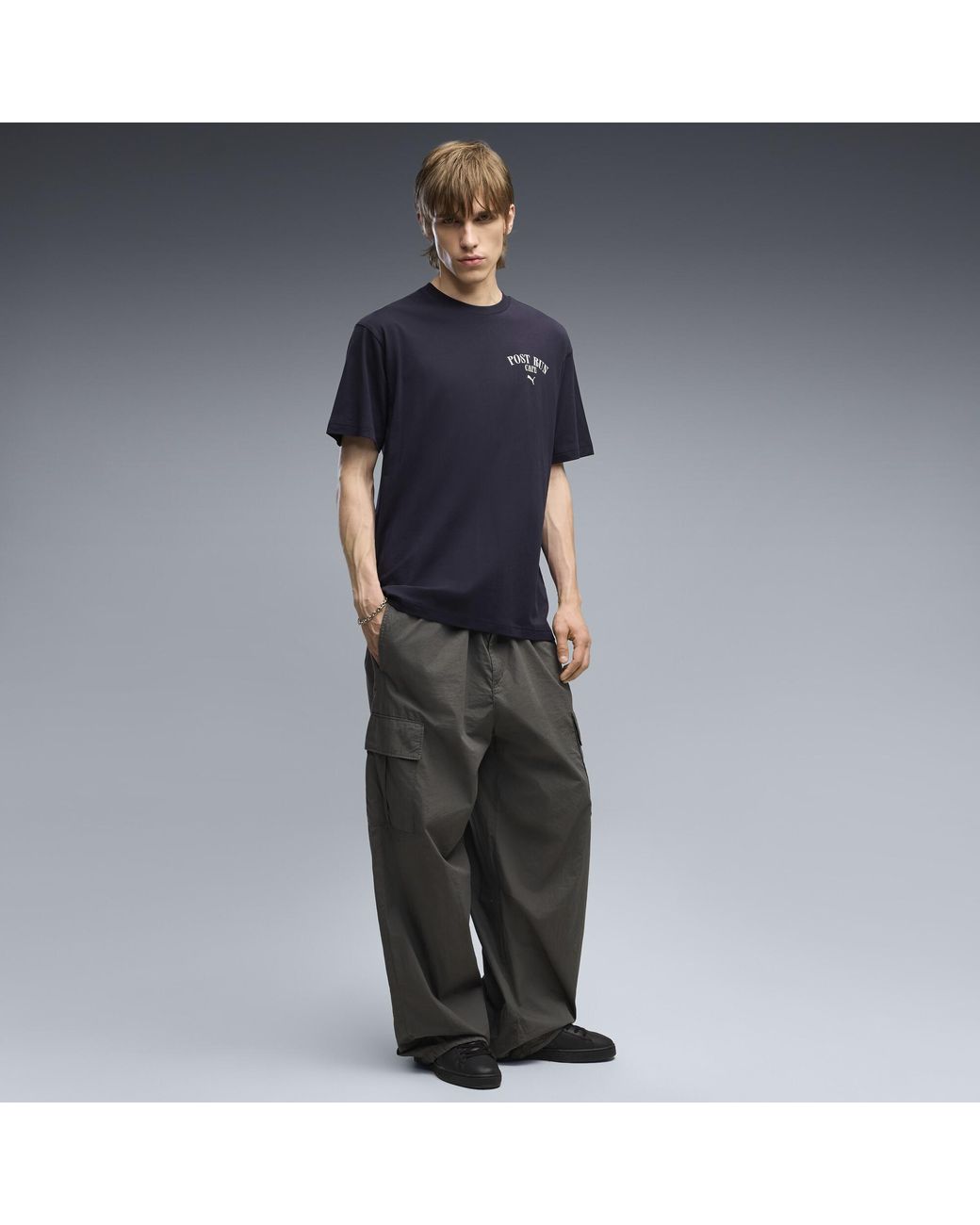 PUMA Blue Graphic Cafe Relaxed T-Shirt for men