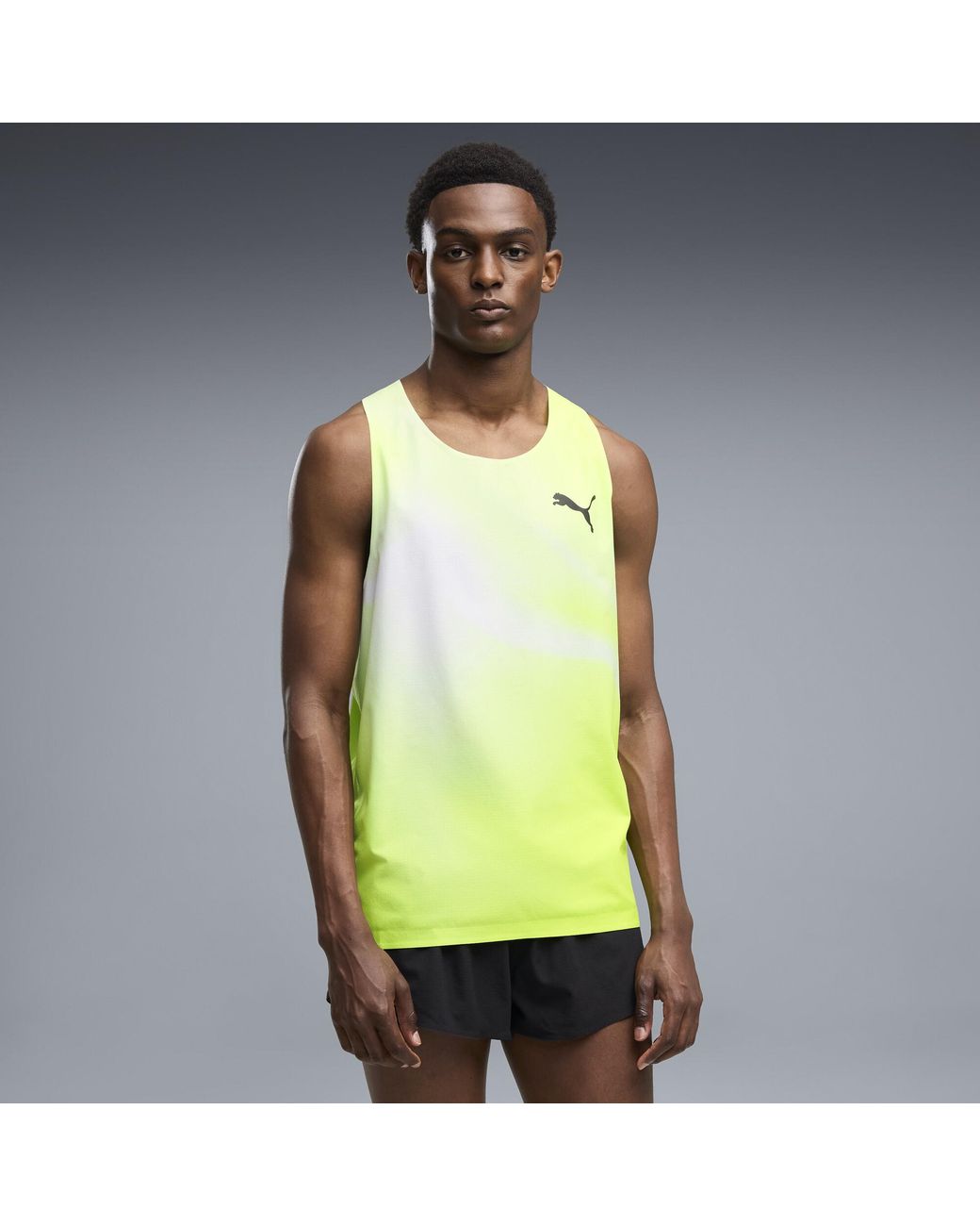 PUMA Green Lightspeed Ultraweave Graphic Running Singlet for men
