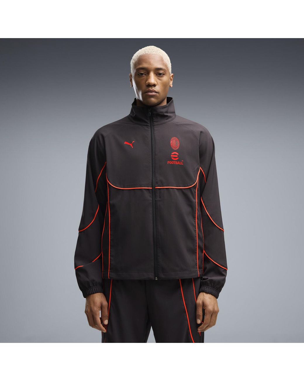 PUMA Black Ac Milan Tech-X Full-Zip Track Jacket for men