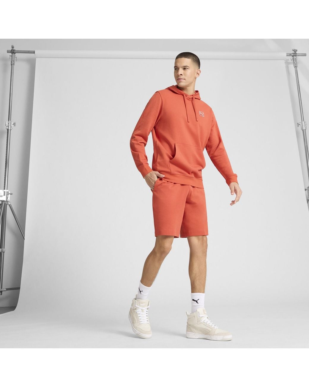 PUMA Red Elevated Essentials Hoodie for men