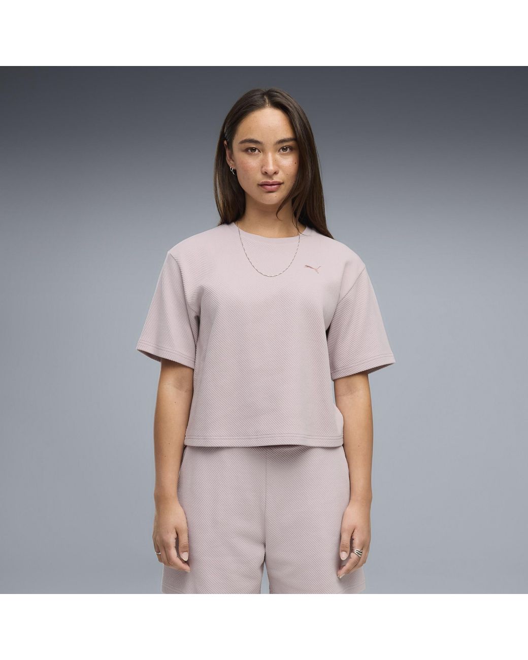 T-Shirt Essentials Elevated Dal Taglio Morbido Da Donna, Abbigliamento, Rosa di PUMA in Gray