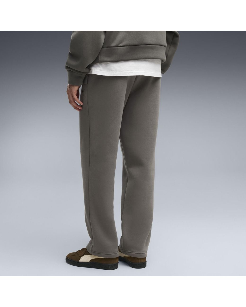 PUMA Gray Essentials Heavy Fleece Relaxed Sweatpants for men