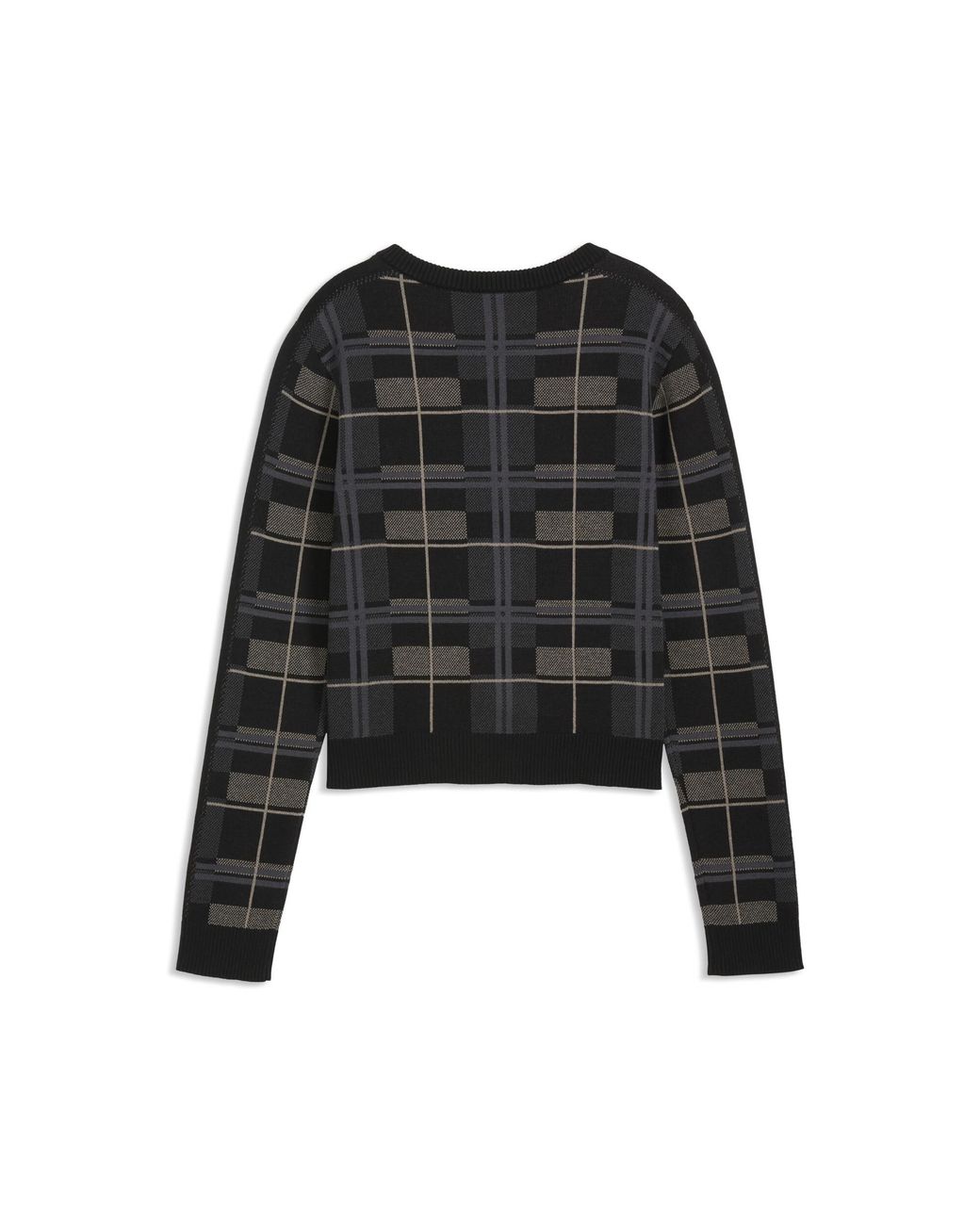 PUMA Black T7 Tartan Slim Knitted Cardigan