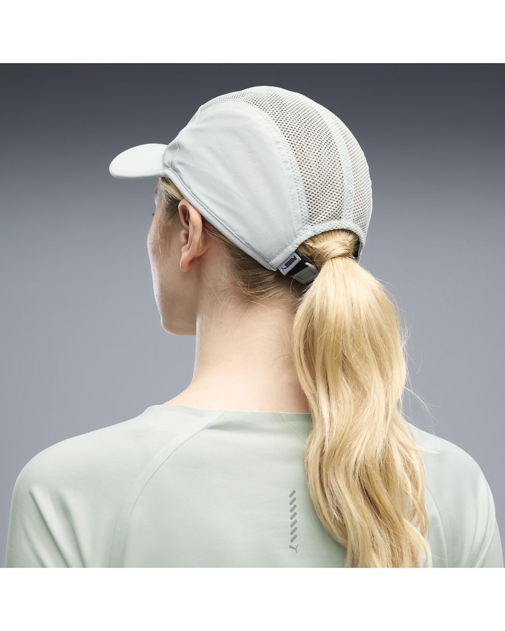 PUMA White Running 5 Panel Mesh Hat