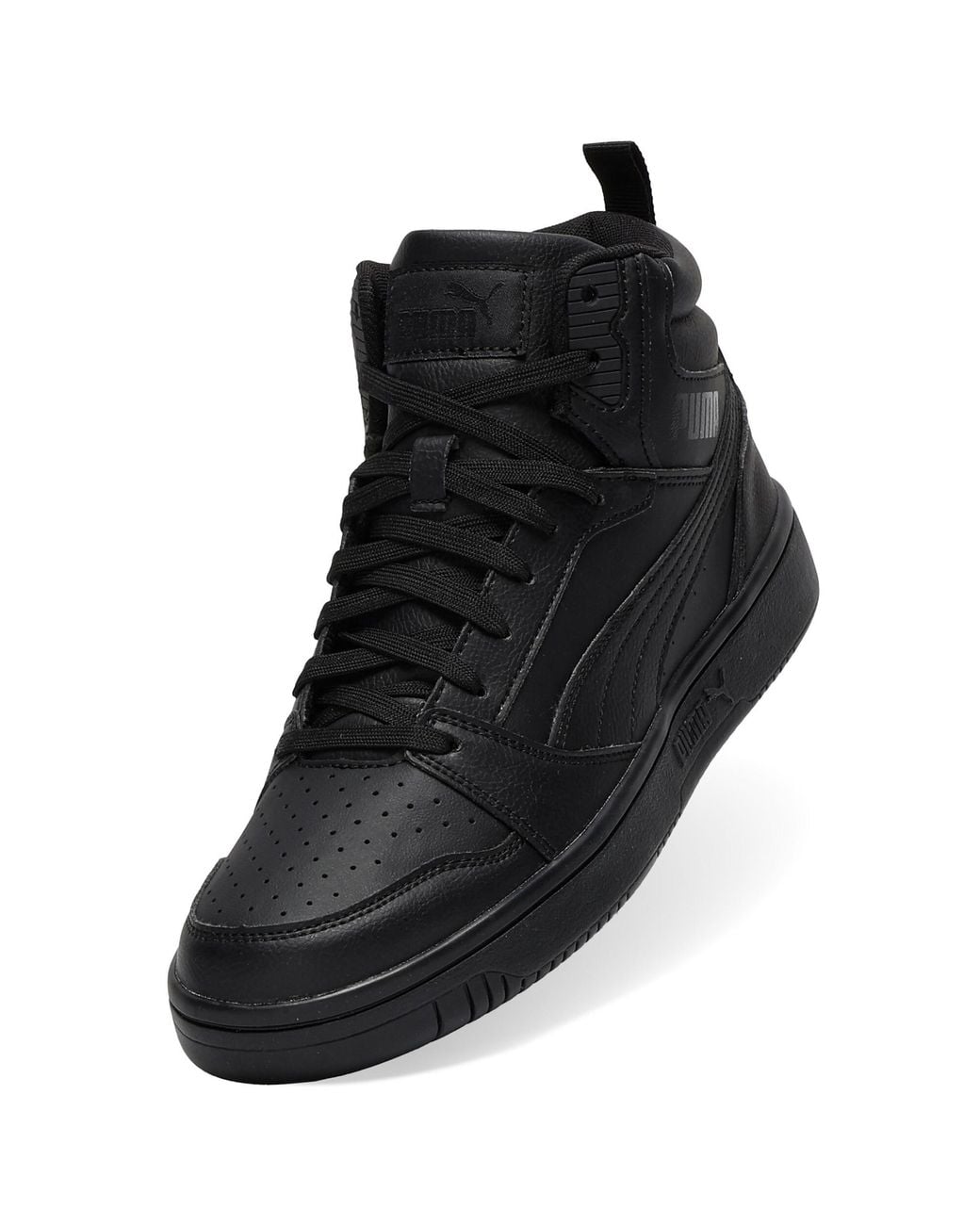 PUMA Black Rebound V6 Mid Top Sneakers for men