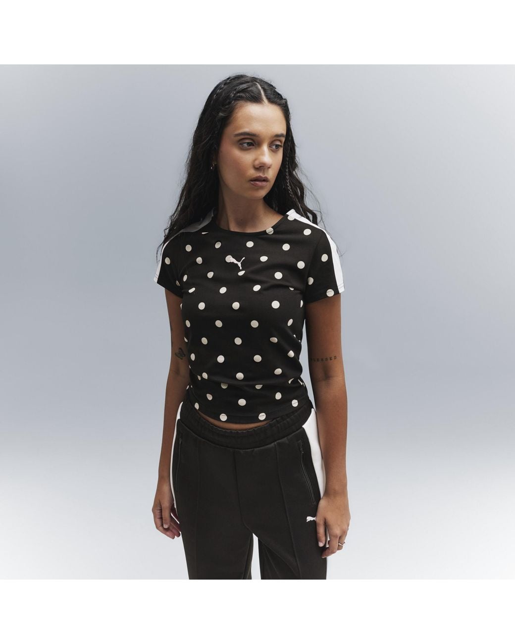 PUMA Black T7 Polka Dots Slim T-Shirt