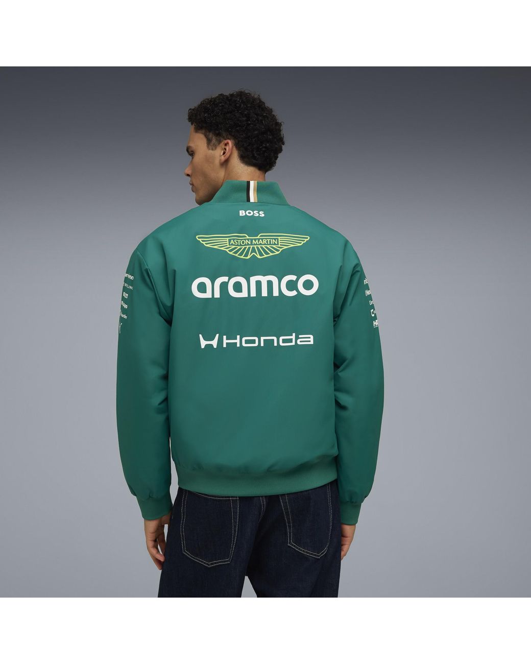 PUMA Green X Aston Martin Aramco F1 Team Replica Bomber Jacket for men