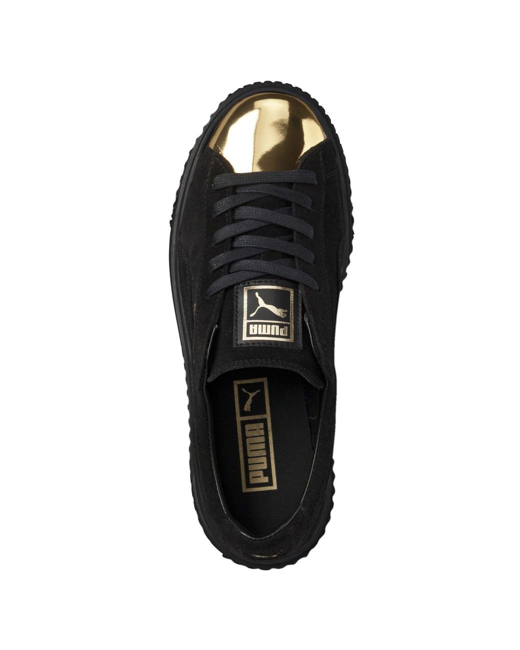 PUMA Suede Platform Gold Women's Sneakers in Black | Lyst
