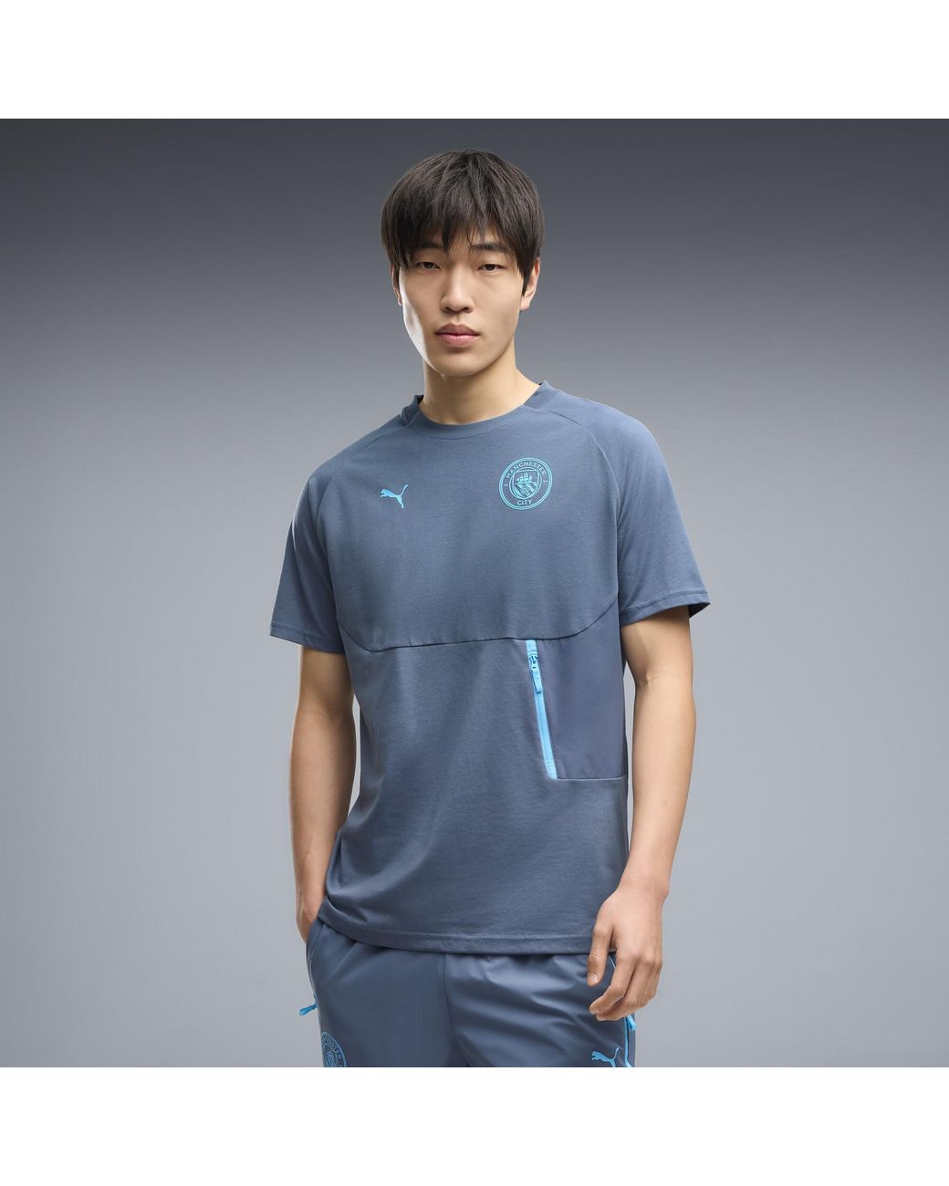 PUMA Blue Manchester City Tech Pocket T-Shirt for men