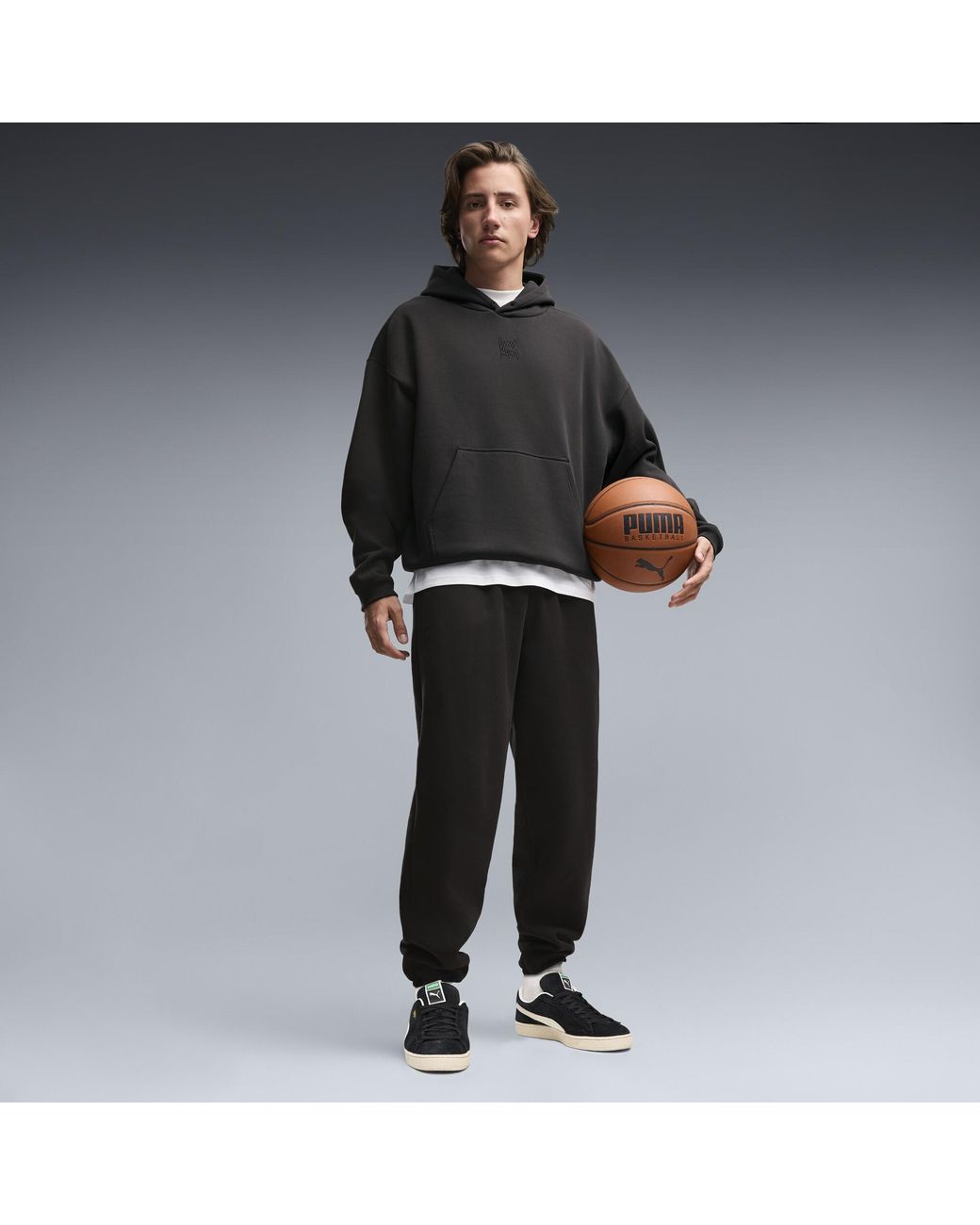 PUMA Black Fundamentals Fleece Basketball Sweatpants for men