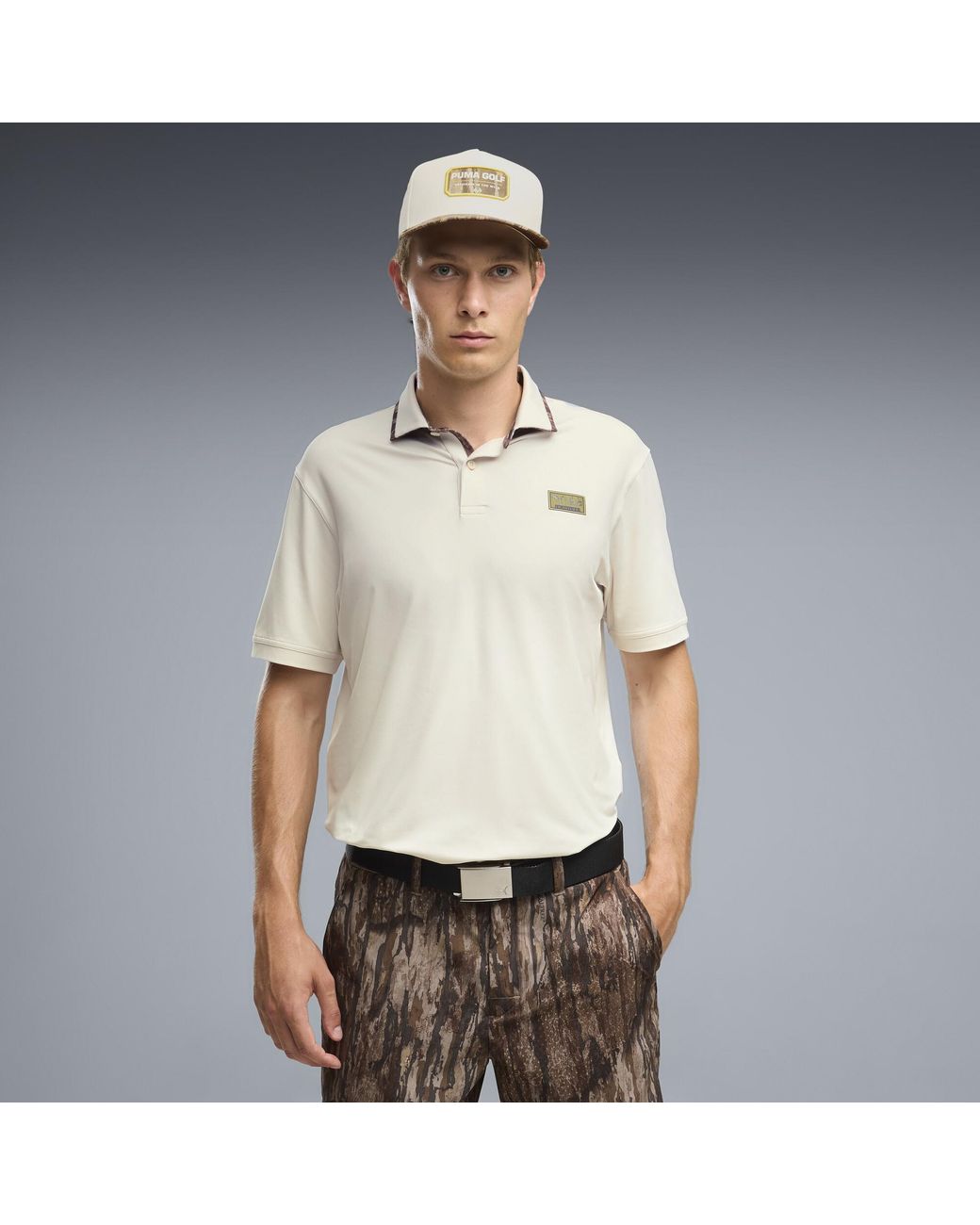 PUMA White X Realtree Solid Golf Polo for men