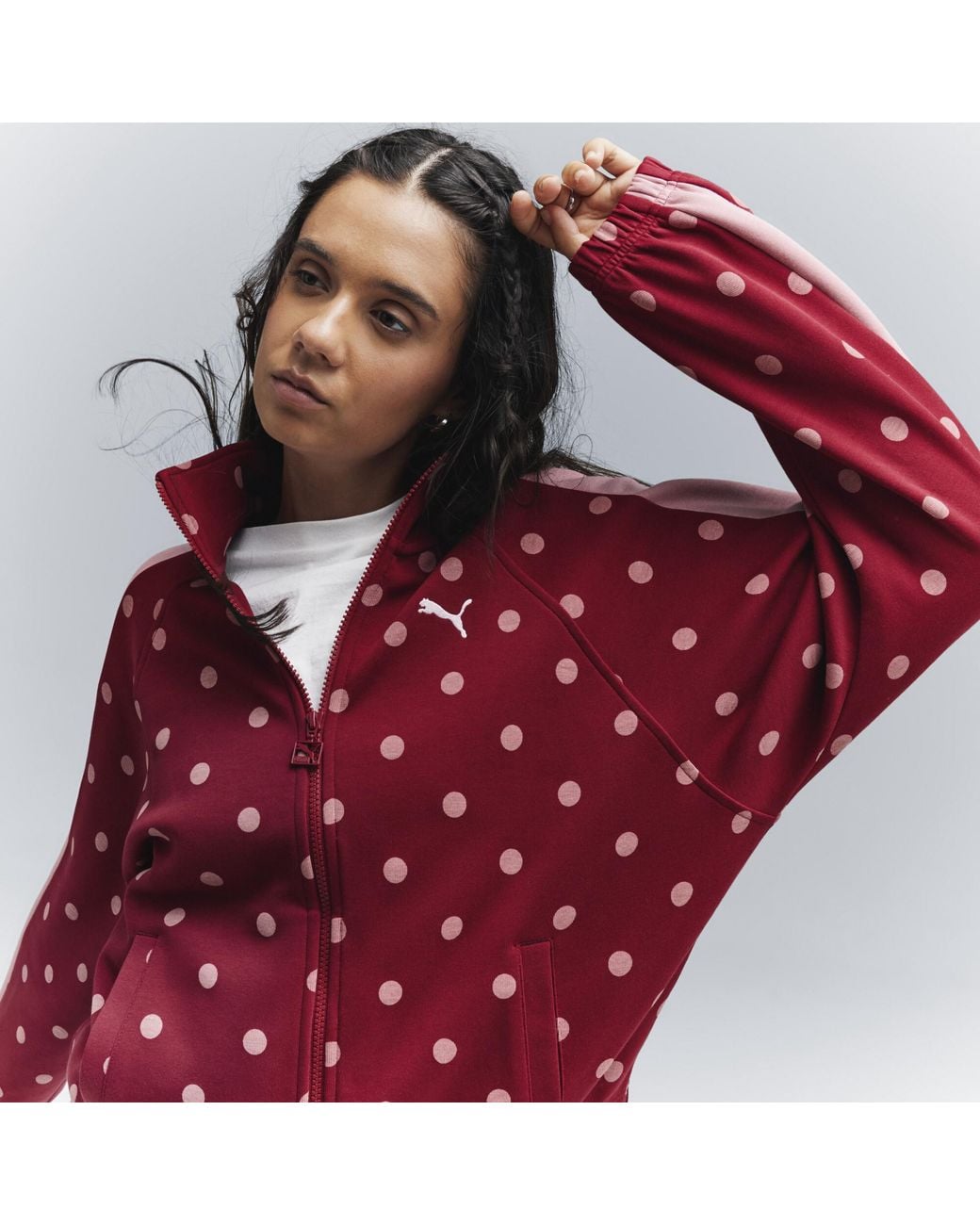PUMA Red T7 Polka Dots Oversized Track Jacket