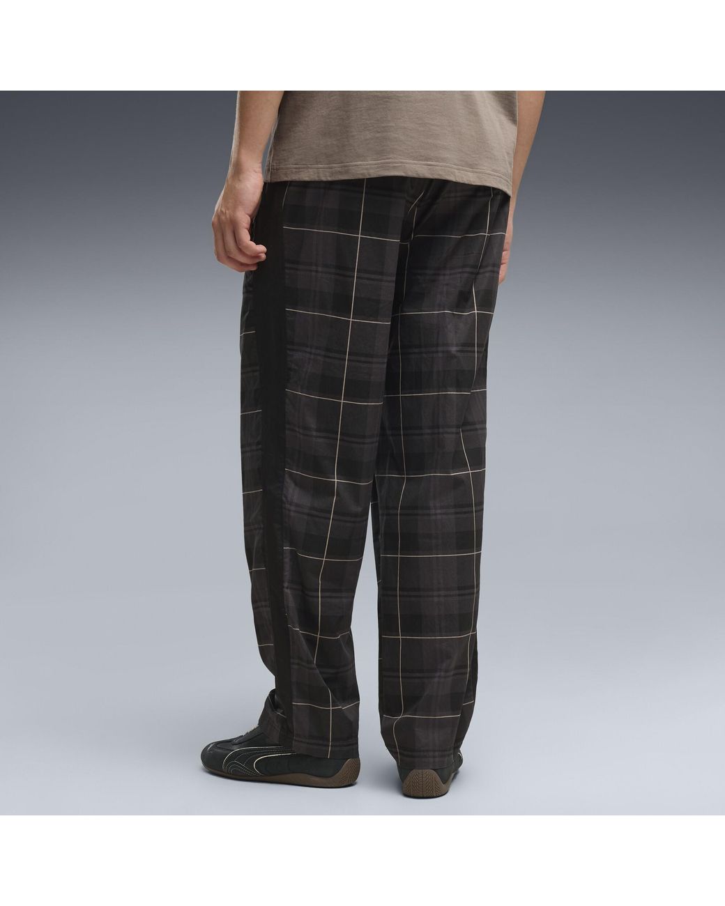 PUMA Black T7 Relaxed Tartan Track Pants for men