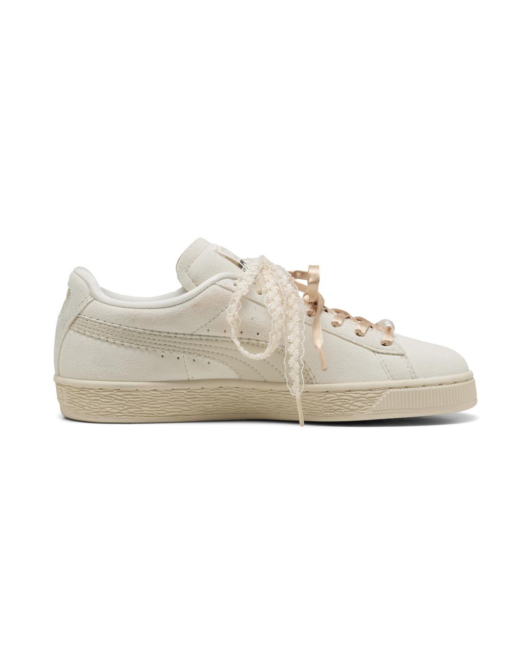 PUMA White Suede Bloom Sneakers