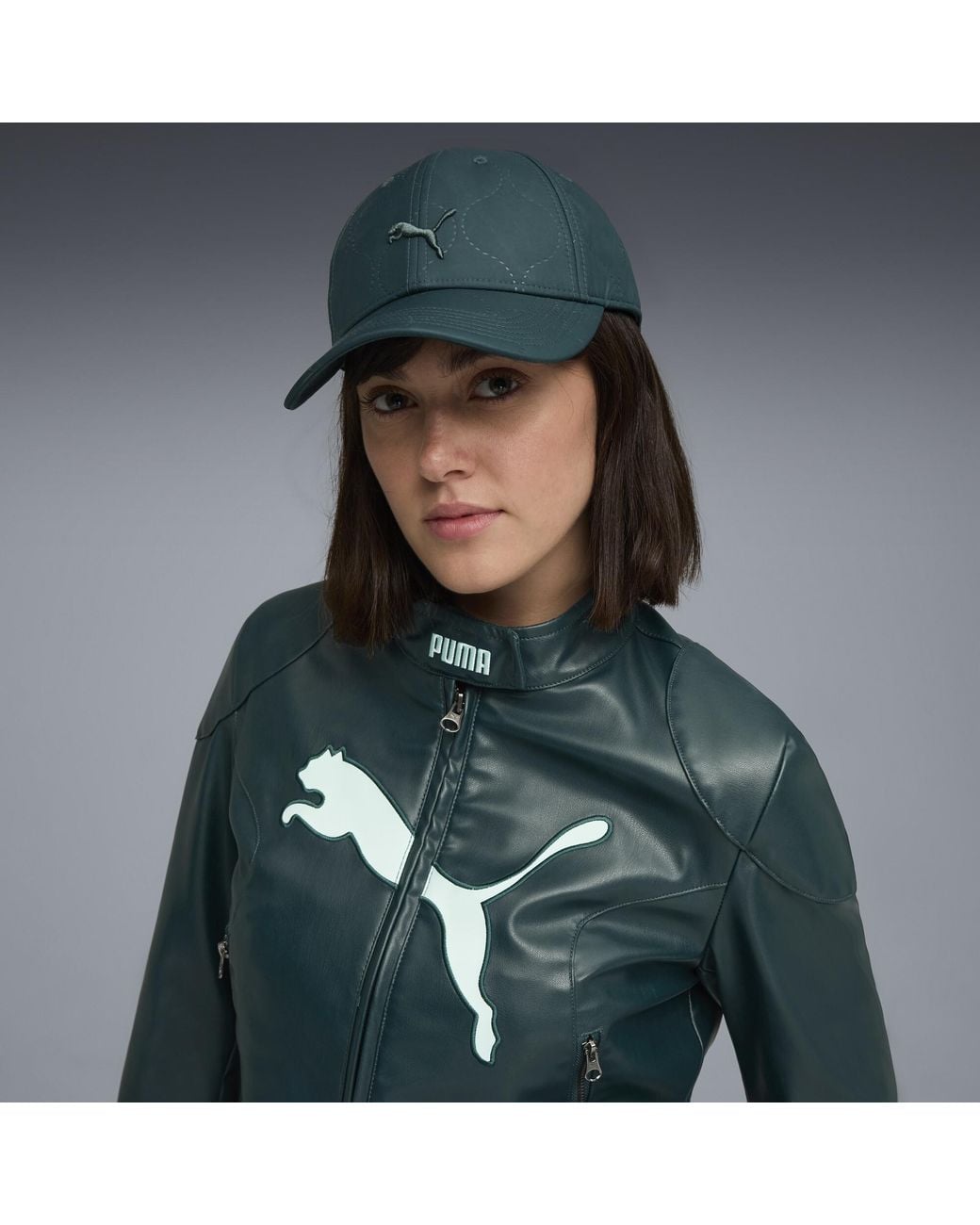 PUMA Green Quilted Adjustable Hat