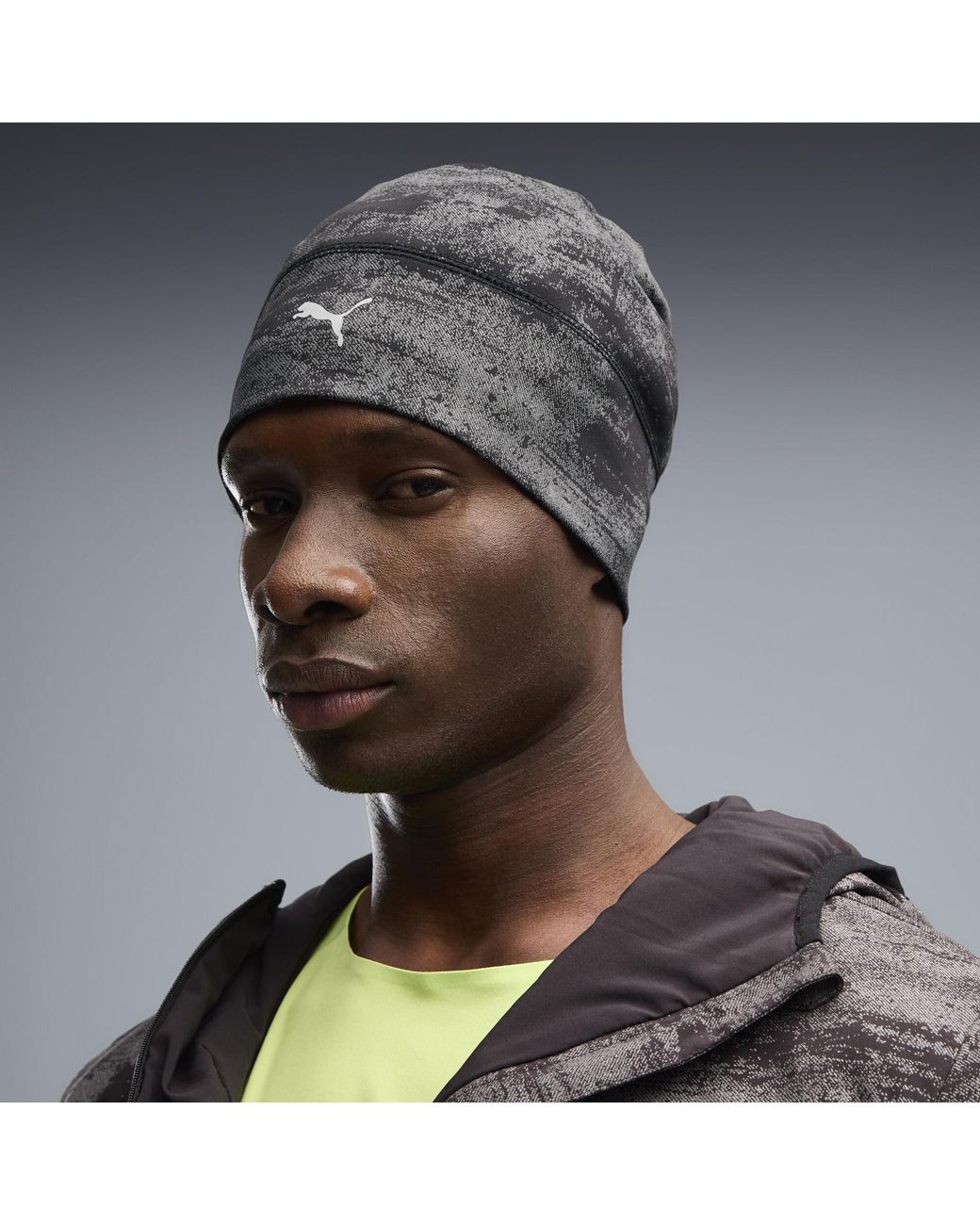 PUMA Gray Run Running Mid Crown Skull Beanie
