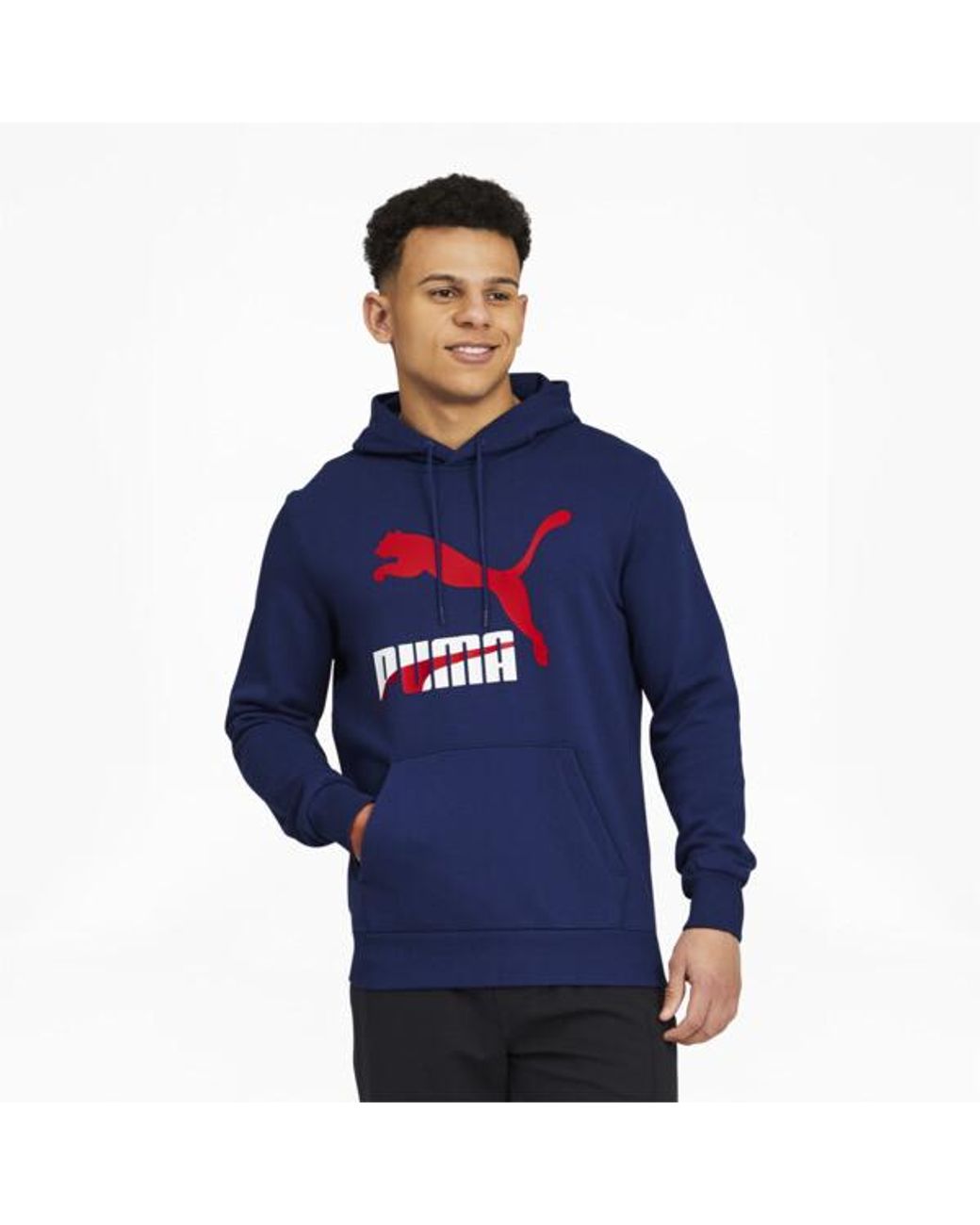 PUMA Classics Logo Hoodie in Blue for Men Lyst