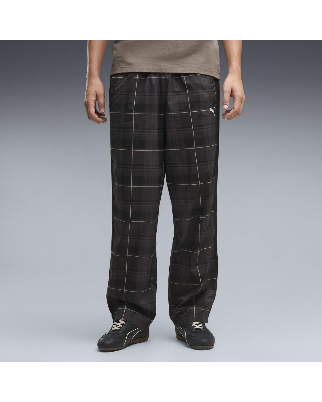PUMA Black T7 Relaxed Tartan Track Pants for men
