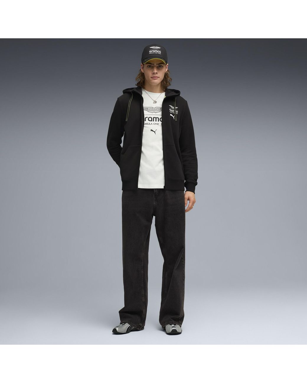 PUMA Black X Aston Martin Aramco F1 Team Essentials Hoodie for men