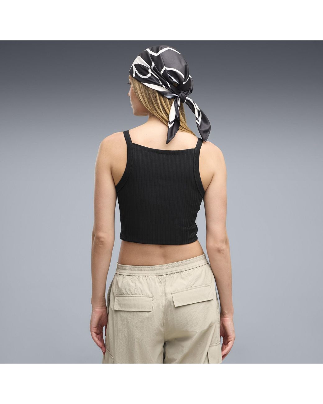 PUMA Black Essentials Ribbed Tight Crop Top