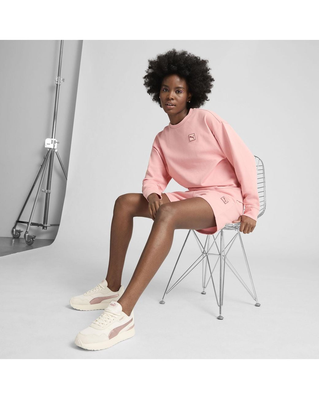 PUMA Pink Elevated Essentials Comfort Crew Sweatshirt