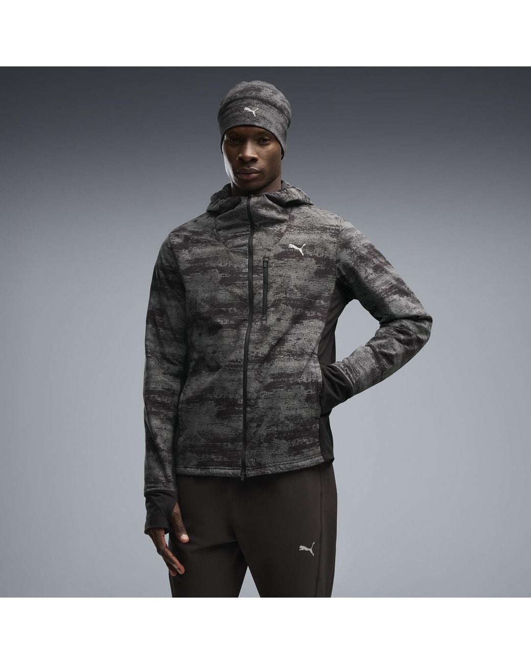 PUMA Gray Brightstride Printed Primaloft Insulated Jacket for men