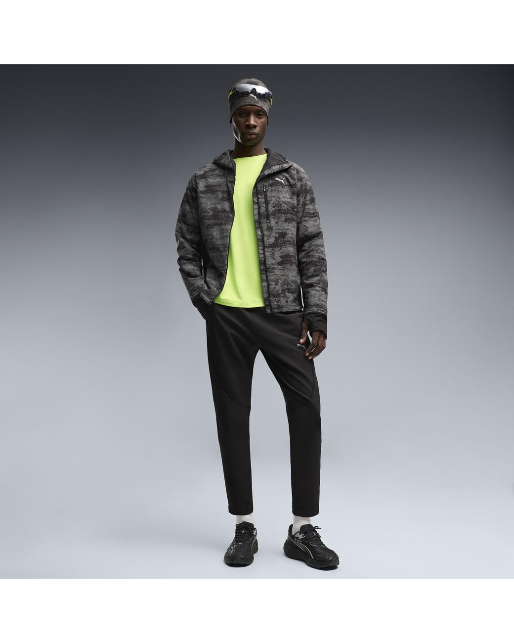 PUMA Gray Brightstride Printed Primaloft Insulated Jacket for men