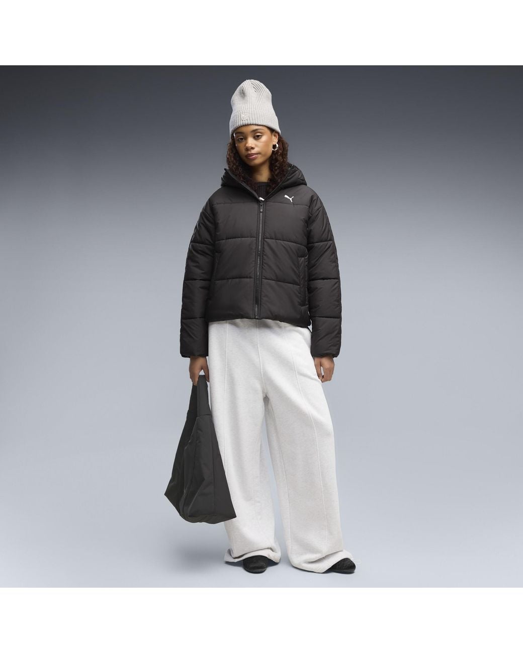 PUMA Black Essentials Relaxed Hooded Padded Jacket