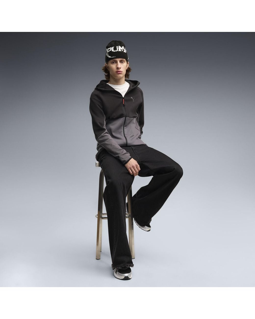 PUMA Black Tech Elevated Slim Full-Zip Hoodie for men