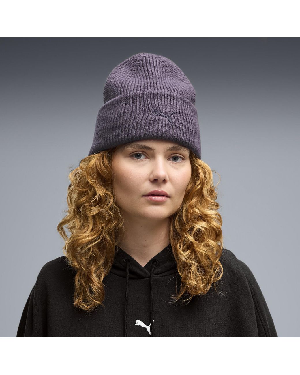 PUMA Purple Wardrobe Essentials Chunky Mid Crown Beanie