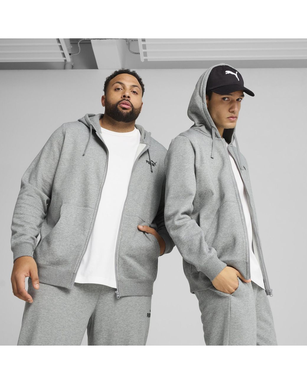 PUMA Gray Essentials Zip-Up Hoodie for men
