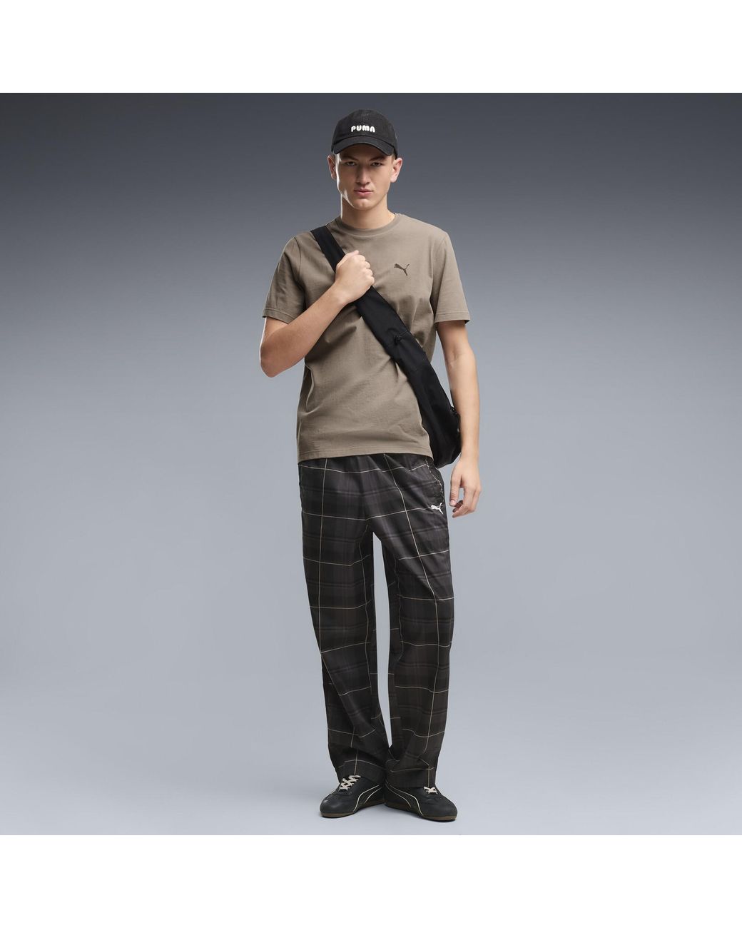PUMA Black T7 Relaxed Tartan Track Pants for men