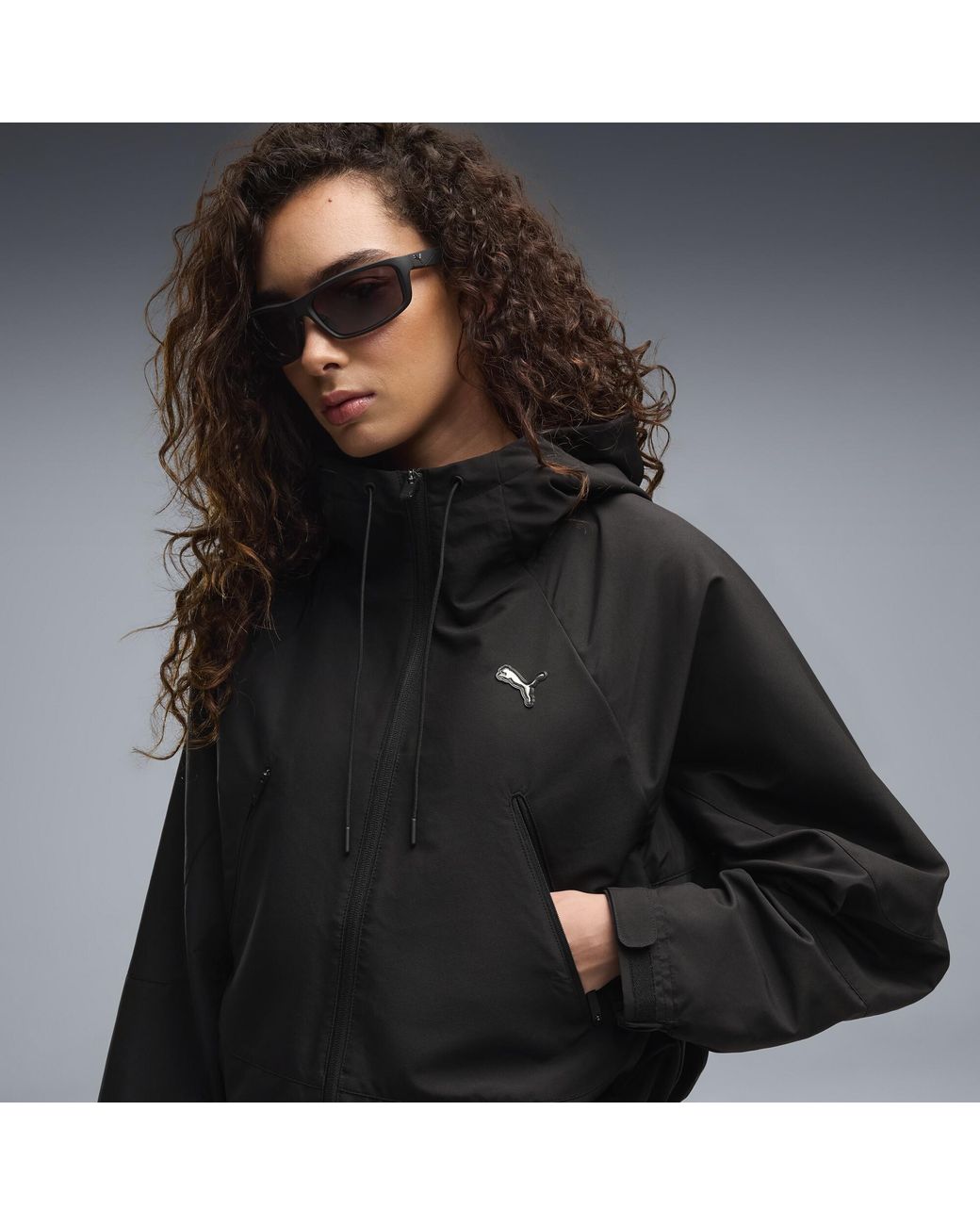 PUMA Black Street Glam Oversized Hooded Jacket