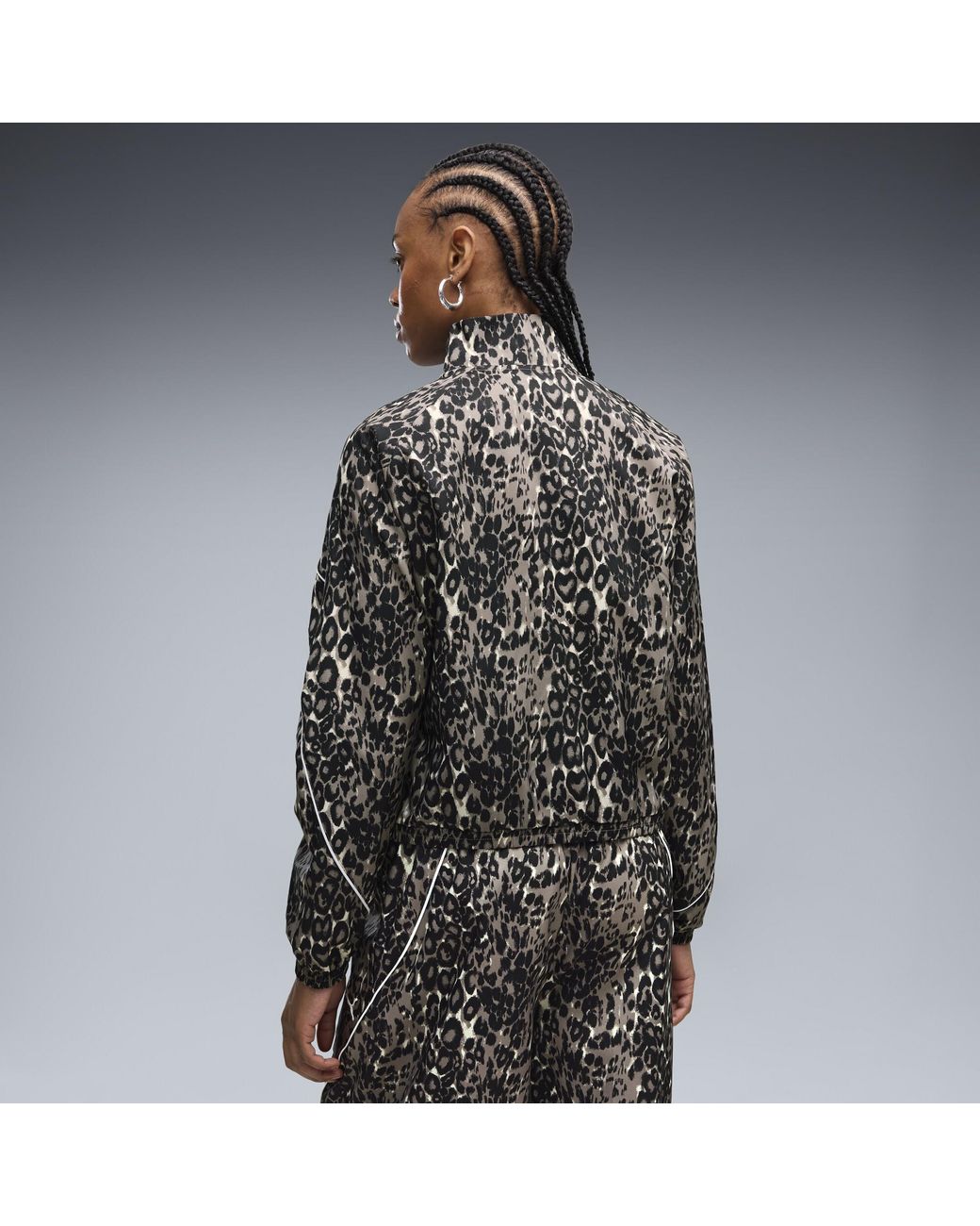 PUMA Black Sport Relaxed Animal Printed Full-Zip Jacket