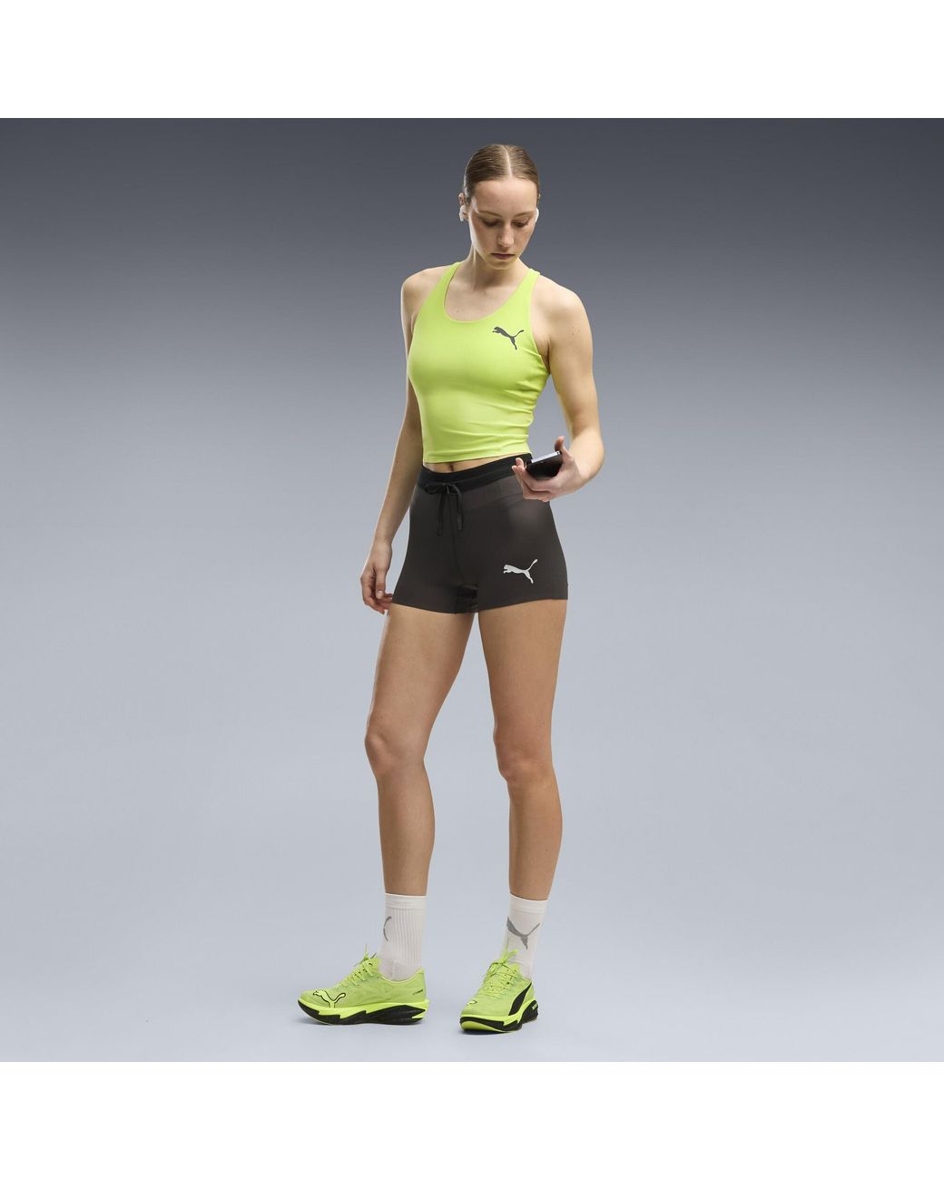 PUMA Green Lightspeed Printed Running Crop Top
