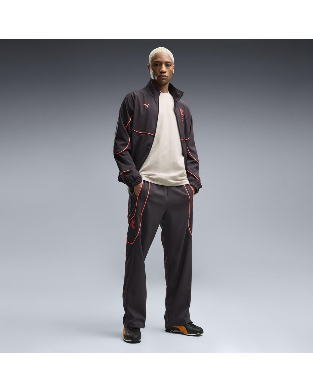 PUMA Gray Ac Milan Tech-X Track Pants for men